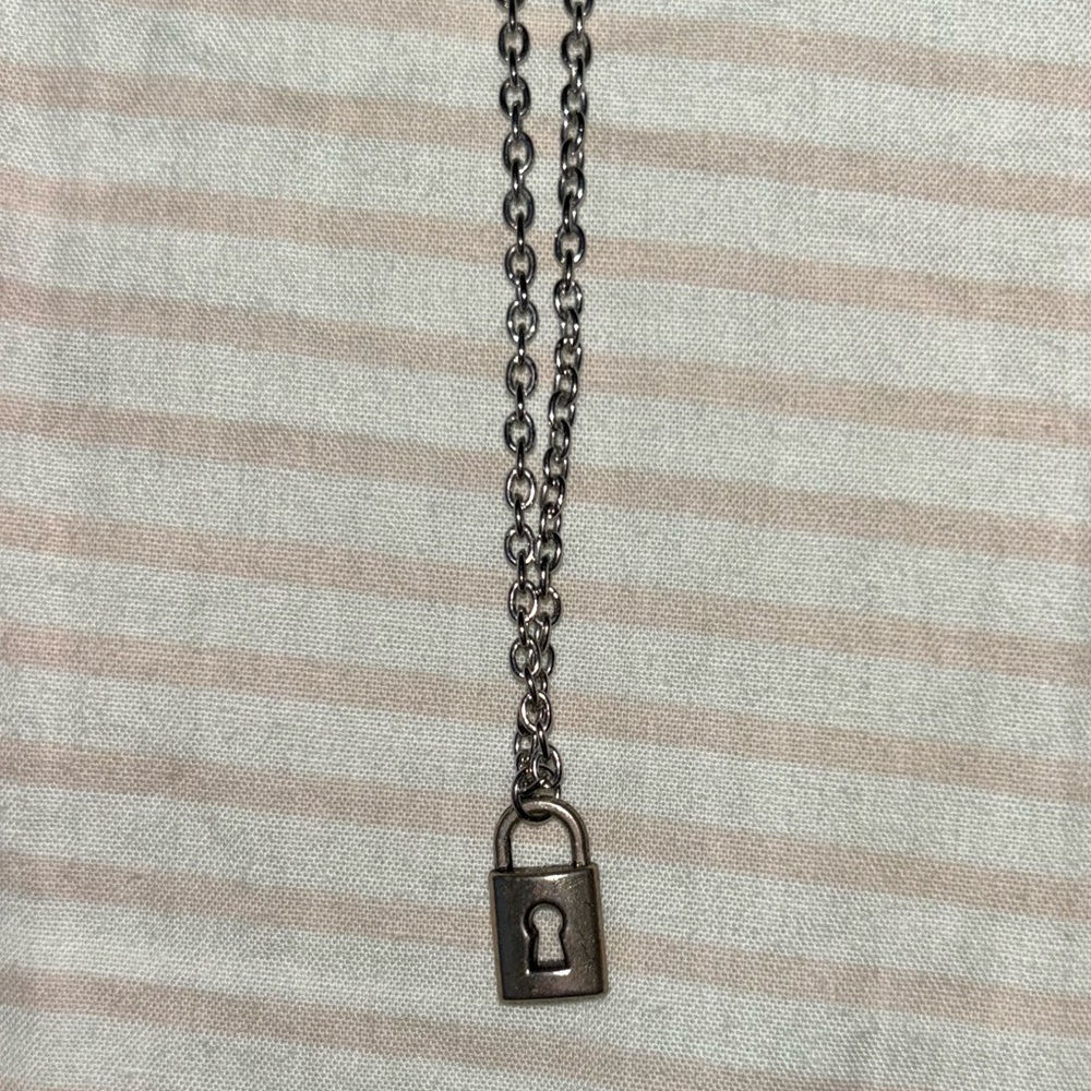 silver lock necklace